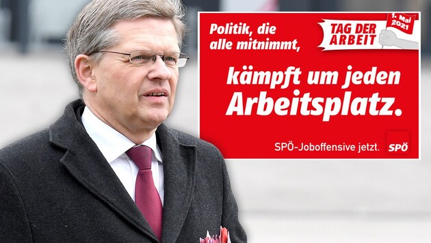 SPÖ-Bundesgeschäftsführer Christian Deutsch übt am Vortag des 1. Mai scharfe Kritik an der türkis-grünen Bundesregierung. (Bild: APA/ROLAND SCHLAGER, spoe.at, Krone KREATIV)