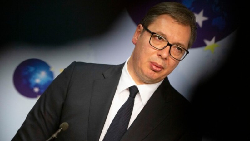 Serbiens Präsident Aleksandar Vucic (Bild: Virginia Mayo / POOL / AFP)