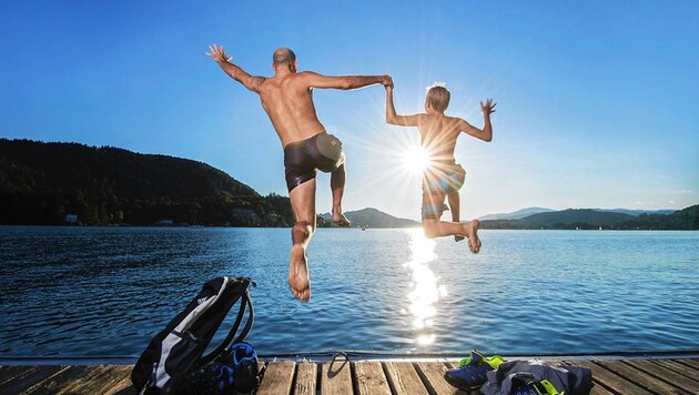 And into the water - the last days of the vacation are perfect for swimming. (Bild: Zupanc)