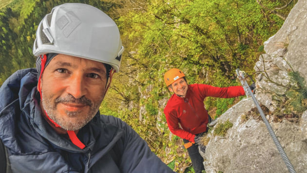 Bergselfie mit Bürgermeister Stefan Salzmann: „Danke für die tolle Tour!“ (Bild: Hannes Wallner)