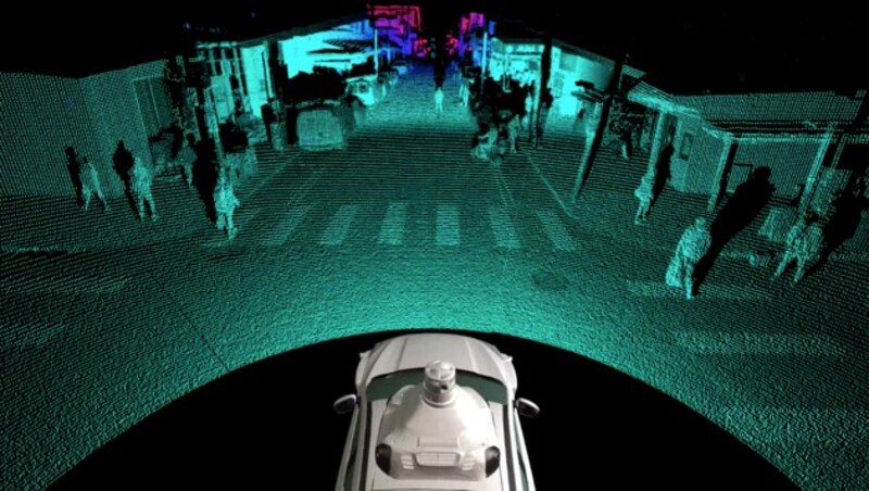 So „sieht“ das Argo-Lidar-System (Bild: Volkswagen)