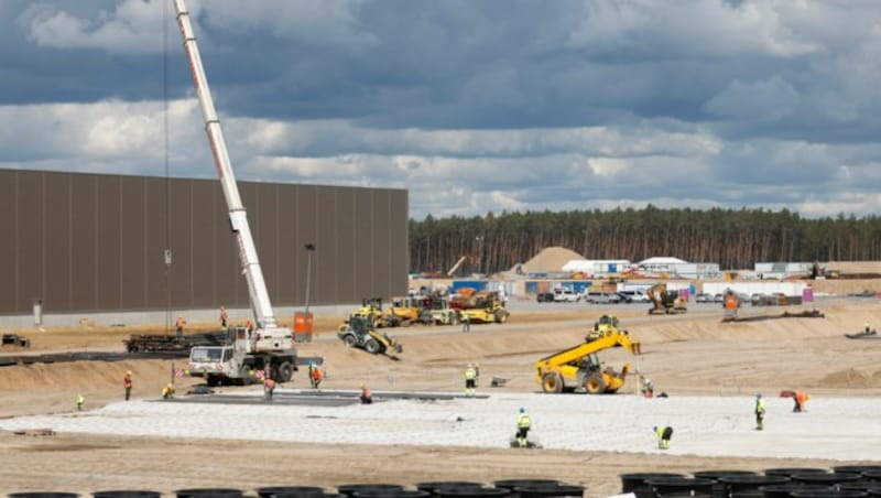 In der neuen Tesla-Fabrik sollen schon bald bis zu 500.000 Fahrzeuge pro Jahr gebaut werden. (Bild: AFP )