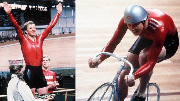 Robert Dill-Bundi during his historic victory in Moscow in 1980 ... (Bild: ANONYMOUS / Keystone / picturedesk.com)