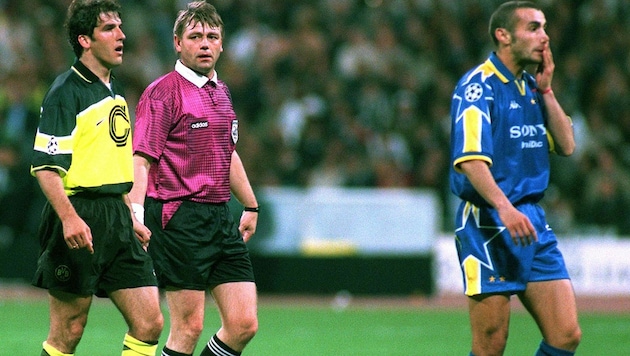 Sandor Puhl (Mitte) beim Champions-League-Finale 1997 zwischen Borussia Dortmund und Juventus Turin (Bild: GEPA pictures)