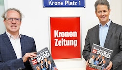 Der Präsident der NÖ-Industriellenvereinigung, Thomas Salzer (re.), mit „Krone“-Redaktionsleiter Lukas Lusetzky. (Bild: Crepaz Franz)