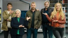 Andreas Kiendl, Brigitte Kren, „Zuwachs“ Martin Gruber, Stefan Jürgens, Lilian Klebow (Bild: ORF)