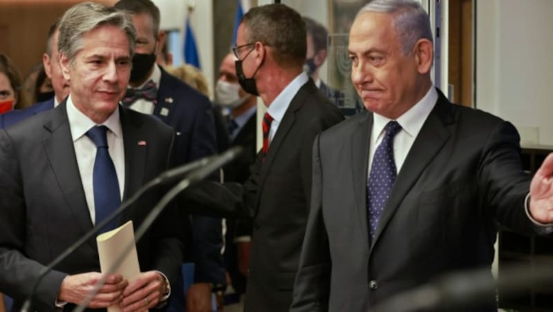 US-Außenminister Antony Blinken mit dem israelischen Premier Benjamin Netanyahu. (Bild: AFP)