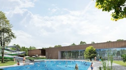 Das neue Konzept sieht in Amstetten nun nicht nur ein neues Hallenbad vor, sondern auch zwei Becken im Freien – inklusive Rutsche. (Bild: Gobli architects & engineers)