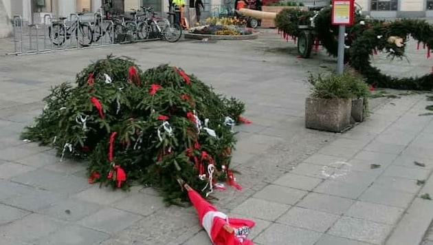 Der Linzer Maibaum nach dem Diebstahl (Bild: zVg)