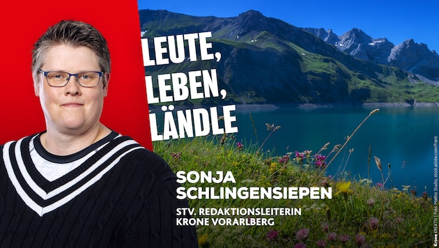 Sonja Schlingensiepen berichtet, was es Neues in Vorarlberg gibt. (Bild: Krone Kreativ/Mathis Studio)