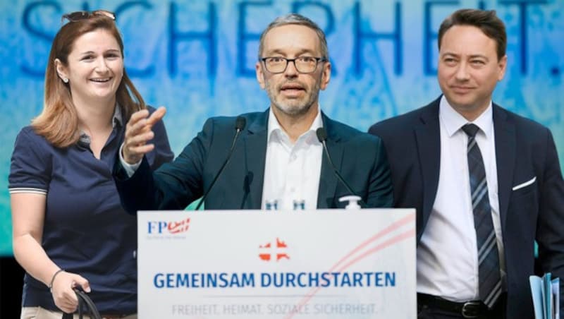 Gespalten: Während sich die Salzburger FPÖ-Chefin Marlene Svazek für Herbert Kickl als neuen Bundesparteiobmann ausspricht, ist der oberösterreichische FPÖ-Chef Manfred Haimbuchner skeptisch. (Bild: APA, Krone KREATIV)