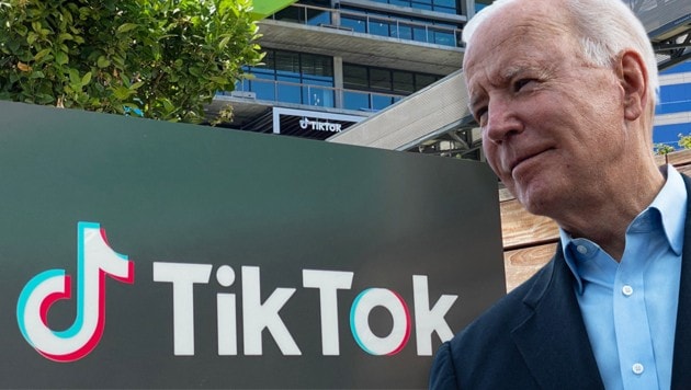 US-Präsident Joe Biden hebt die Sanktionen seines Vorgängers gegen TikTok wieder auf. (Bild: AP, AFP, Krone KREATIV)
