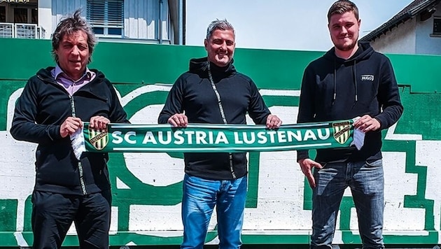 Am 11. Juni 2021 begann die Amtszeit von Markus Mader (M.) als Trainer bei Austria Lustenau. (Bild: Austria Lustenau)