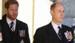 Prinz Harry und Prinz Edward beim Begräbnis von Prinz Philip im April 2021 (Bild: AFP)