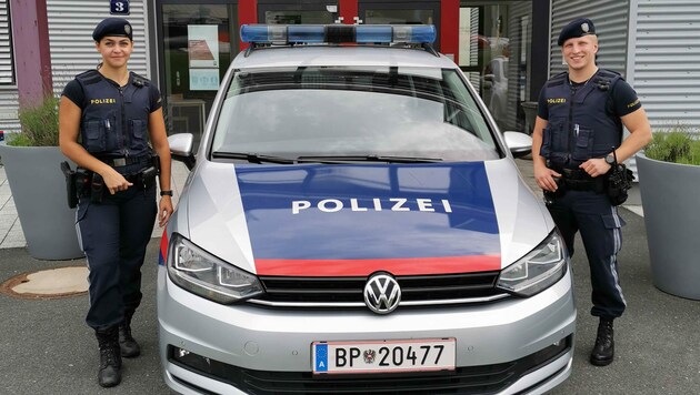 Die lebensrettenden polizisten: Chiara und Florian! (Bild: Polizei Kärnten)