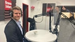 Siemens-Experte Patrick Schliefnig und „Krone“-Podcaster Peter Kleinrath bei der Podcast-Aufnahme. (Bild: Kleinrath)