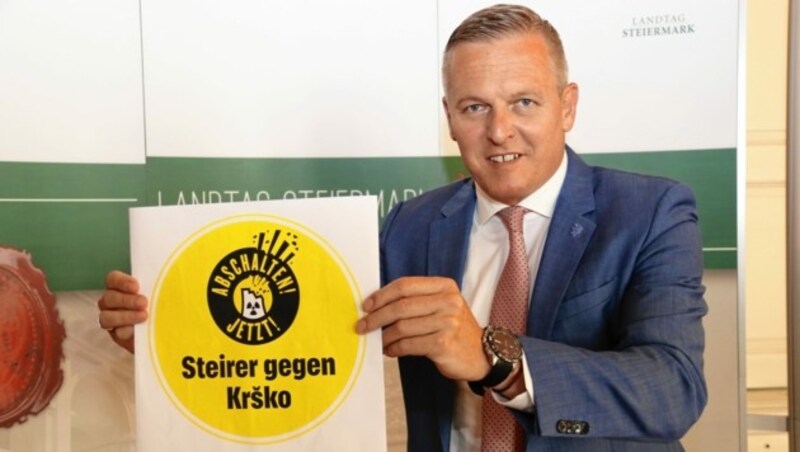 Auch FPÖ-Parteichef Mario Kunasek findet klare Worte gegen den Schrottmeiler von Krško. (Bild: Christian Jauschowetz)