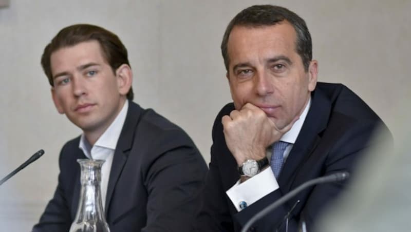 Damals Außenminister bzw. Bundeskanzler: Sebastian Kurz und Christian Kern (Bild: APA/Herbert Neubauer)