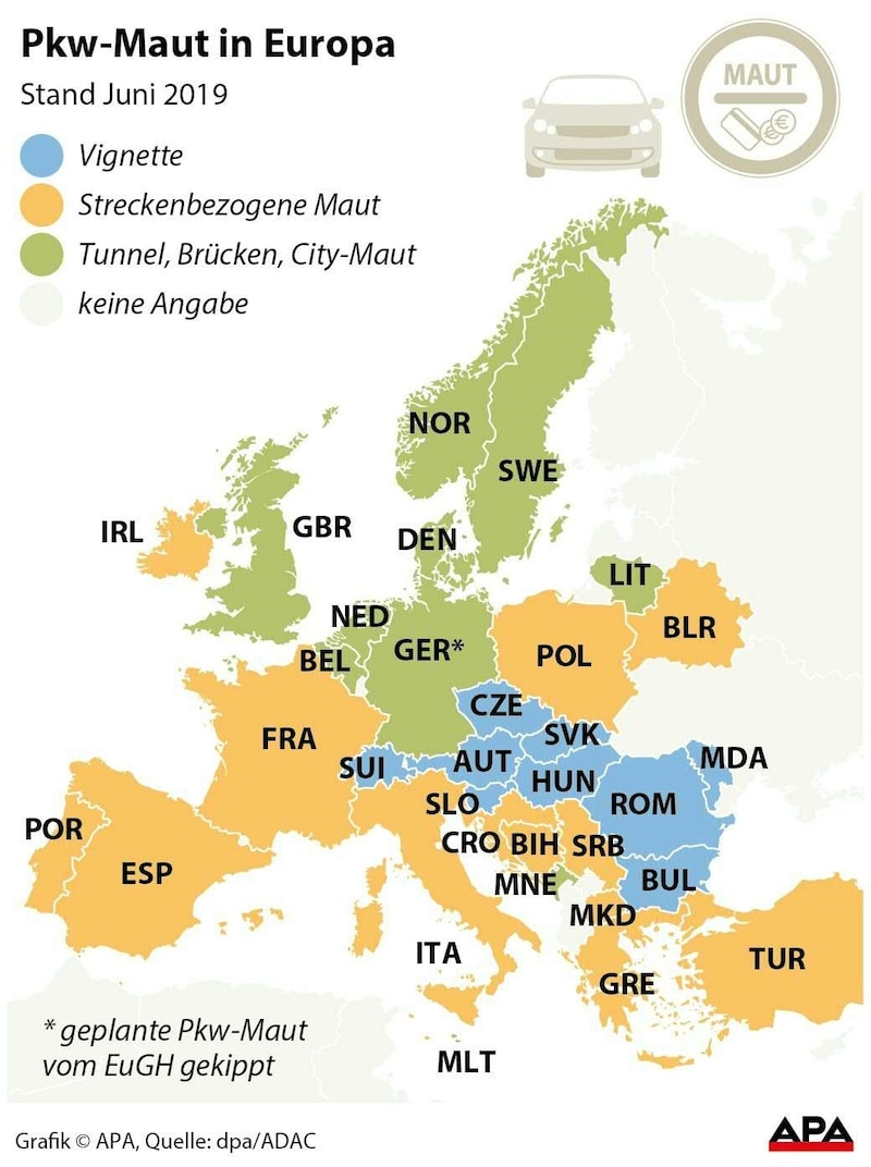 Übersicht der Regelungen in Europa im Jahr 2019 (Bild: APA)