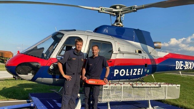 Pilot Klaus Jäger und Flugretter Michael Bachlechner. (Bild: Fest Klagenfurt)
