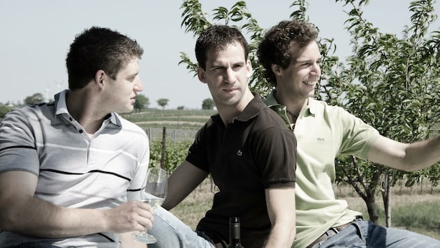 Christian, David und Markus Weiss kredenzten Native Grape (Bild: Weingut Weiss)