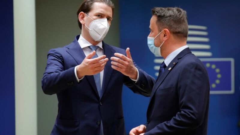 Sebastian Kurz und Luxemburgs Premier Xavier Bettel (Bild: AP)