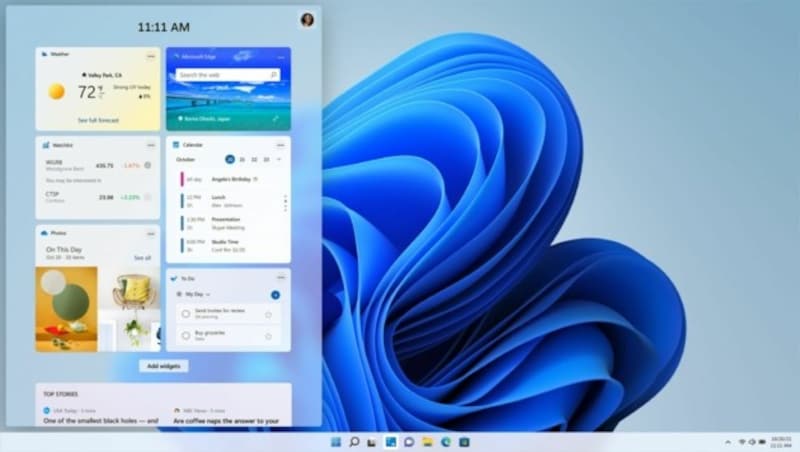 Widgets sollen direkt am Desktop etwa Infos über das Wetter, aktuelle News oder Kalendereinträge anzeigen. (Bild: Microsoft)