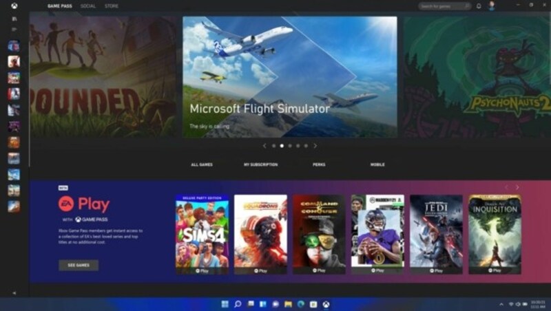 Die Xbox-App hat man überarbeitet. Sie bietet direkten Zugriff auf Microsofts Spiele-Abo Xbox Game Pass. (Bild: Microsoft)