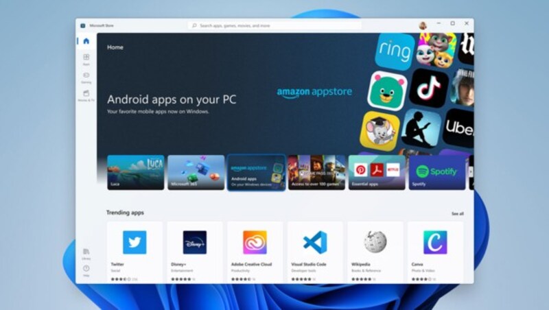 In Partnerschaft mit Amazon bietet man im Microsoft Store künftig auch Android-Apps an. (Bild: Microsoft)