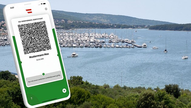 Eine digitale Anwendung des Grünen Passes wollten sich Kriminelle zunutze machen. (Bild: AFP, BRZ-istock/selimbekil, Krone KREATIV)