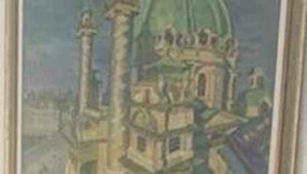 Das Bild „Karlskirche“ von G. Pevetz ist eines der verschwundenen Gemälde. (Bild: privat)