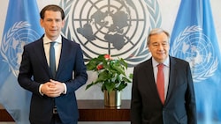 Bundeskanzler Sebastian Kurz traf am Montag im Rahmen seiner USA-Reise mit UNO-Generalsekretär Antonio Guterres in New York zusammen. (Bild: APA/BKA/ARNO MELICHAREK)