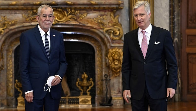 Bundespräsident Alexander Van der Bellen beim belgischen König Philippe (Bild: AFP)