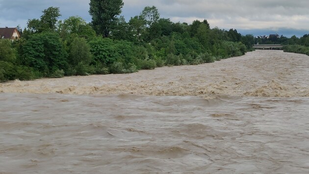 Die Bregenzer Ach führte in den vergangenen Tagen Hochwasser. (Bild: Peter Weihs/Kronenzeitung)