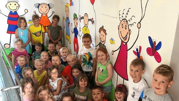 Die Wand wurde von den Kindern künstlerisch gestaltet. (Bild: Marktgemeinde Eberndorf)