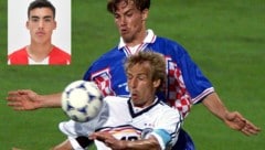 Roko Simic (kl. B.) ist der Sprössling der kroatischen Fußball-Legende Dario Simic, hier im Duell mit Jürgen Klinsmann. (Bild: Reuters, HNK)