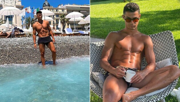„Maschine“ mit 4,3 Prozent Fettanteil: Flavius Daniliuc (links); Cristiano Ronaldo kommt auf sieben Prozent Fettanteil. (Bild: laviusdanil. Instagram.com/cristiano)