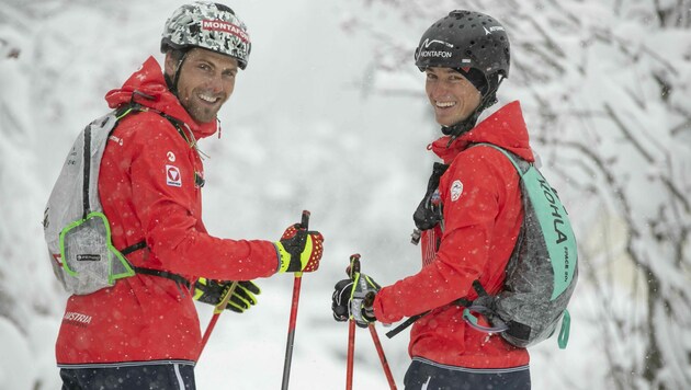 Die Montafoner Skibergsteiger Daniel Zugg (li.) und Daniel Ganahl starteten erfolgreich in die neue Weltcupsaison. (Bild: Maurice Shourot)