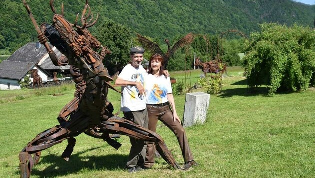 Leidenschaftliche Bildhauer: Annemarie und Günther Fahrner (Bild: Vorich)