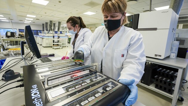 Testauswertung in einem Labor in Reykjavik (Bild: AFP)