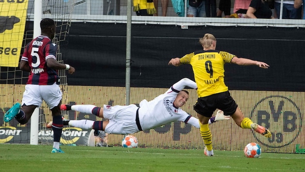 Dortmund-Superstar wirbelte, traf aber nicht im Test gegen Bologna. (Bild: Maurice Shourot)