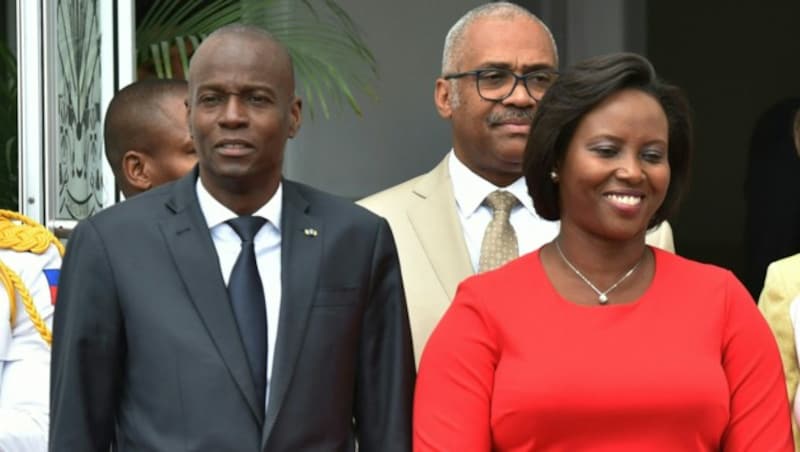 Martine Moise und ihr getöteter Ehemann Jovenel Moise (Bild: AFP)