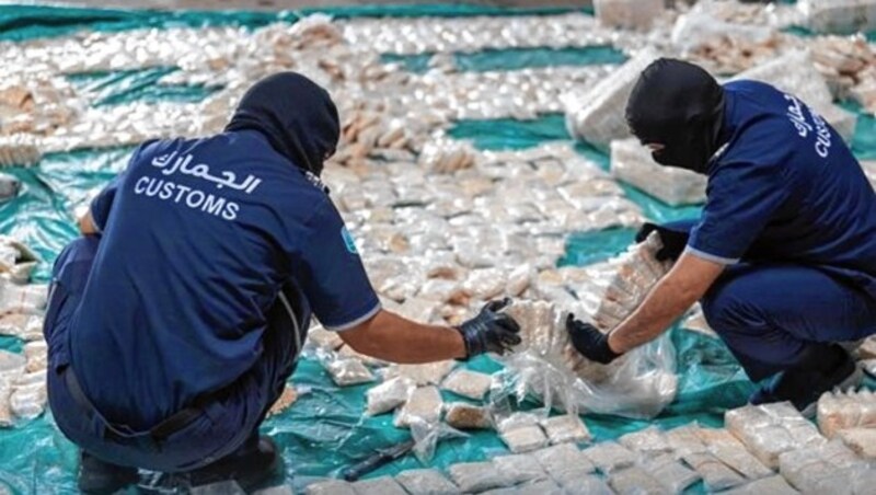 8,7 Millionen Captagon-Tabletten wurden nun im saudi-arabischen Hafen von Dschidda abgefangen. Angeblich eine Lieferung der Hisbollah - die auch über eine Pizzeria in Salzburg agiert haben soll. (Bild: Tax and Customs Authority)