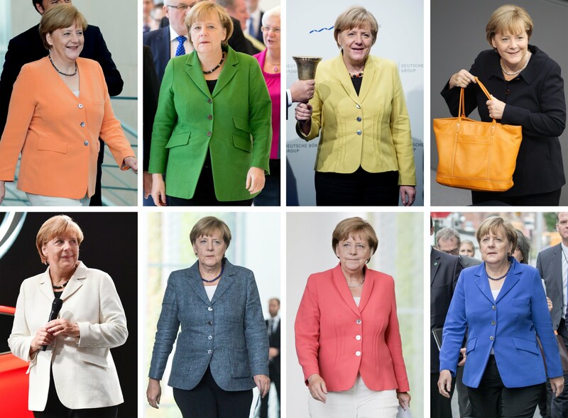 Angela Merkel trägt gerne farbige Blazer. Einer Zeitung erzählte sie einmal, dass sie gar nicht wisse, wie viele sie besitze. (Bild: APA/dpa/Dpa)