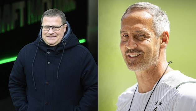 Borussia-Sportdirektor Max Eberl (li.) und sein neuer Trainer Adi Hütter (re.) (Bild: AFP or licensors)