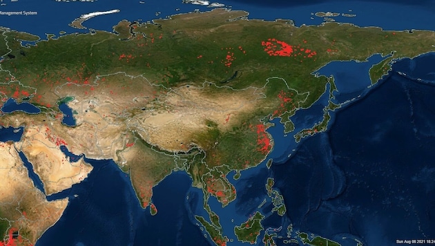Russland erlebt die schlimmsten Waldbrände in der Geschichte seiner Wetterbeobachtung. (Bild: NASA)
