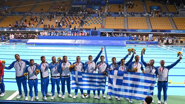 Premiere: Griechlenland gewinnt olympisches Silber im Wasserball. (Bild: AFP)