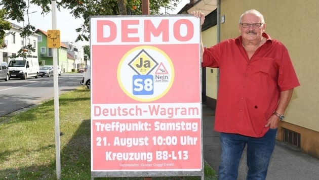 Am Samstag um 10 Uhr veranstalten Ewald und seine Mitstreiter eine Demonstration für den Bau der Schnellstraße 8. (Bild: P. Huber)