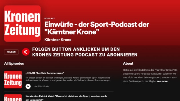 Mit Klick auf den „Folgen“-Button kann unser Einwürfe-Podcast auf Spotify abonniert werden - natürlich kostenlos! (Bild: Kronen Zeitung)