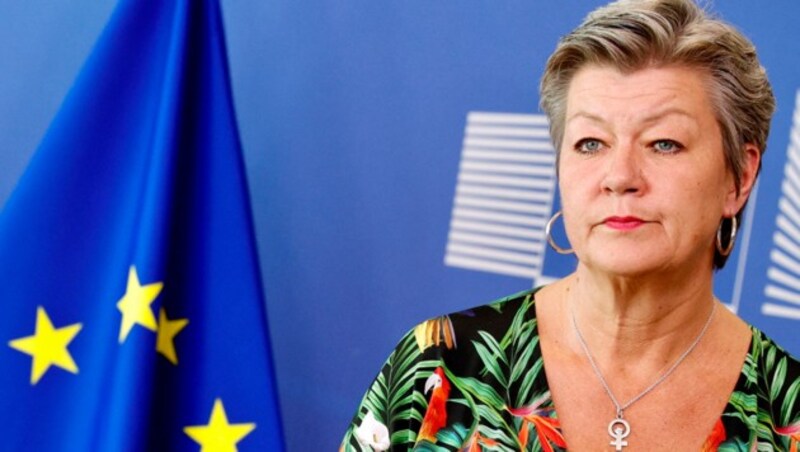 EU-Innenkommissarin Johansson (Bild: AFP/Olivier Matthys)